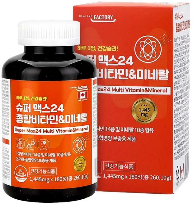 힐링팩토리 슈퍼 맥스24 종합비타민 앤 미네랄, 1개, 180정 - 쿠팡