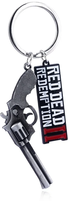 게임 RDR2 아서 모건 리볼버 키링 레드 데드 리뎀션 2 키체인 서부 카우보이 팬 선물 코스프레 남녀 가방, 03 K00423-01