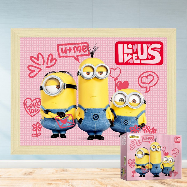 모두의취미 아이러브유 미니언즈 300피스 직소퍼즐, 1개, 액자세트(우드미송)