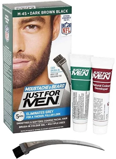 Just For Men M45 콧수염 & 수염 다크 브라운 블랙 (회색 제거) [영국 직배송], 1개, 28g - 쿠팡