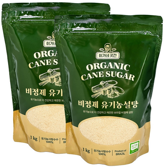 이가네곳간 비정제 유기농 설탕 황설탕 원당, 황설탕1kg+밝은황설탕1kg, 1kg, 2개