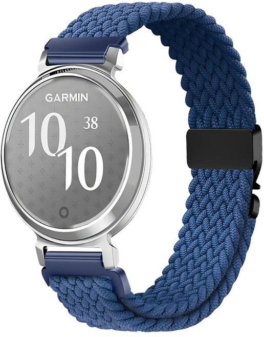Issinlky Garmin Lily 2와 호환되는 나일론 브레이드 밴드 여성용 14MM 교체용 탄성 스트랩 140417, Deep Blue