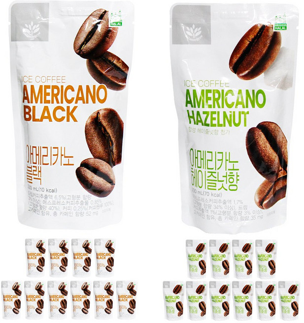 밸런스그로우 편의점 파우치커피 아메리카노 20P (블랙10 / 헤이즐넛향10 ), 230ml