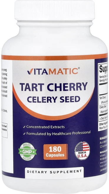 새해 첫좋은선물 Vitamatic 타트체리 셀러리 씨 캡슐 180정 제대로 할인합니다, 1개 - 쿠팡