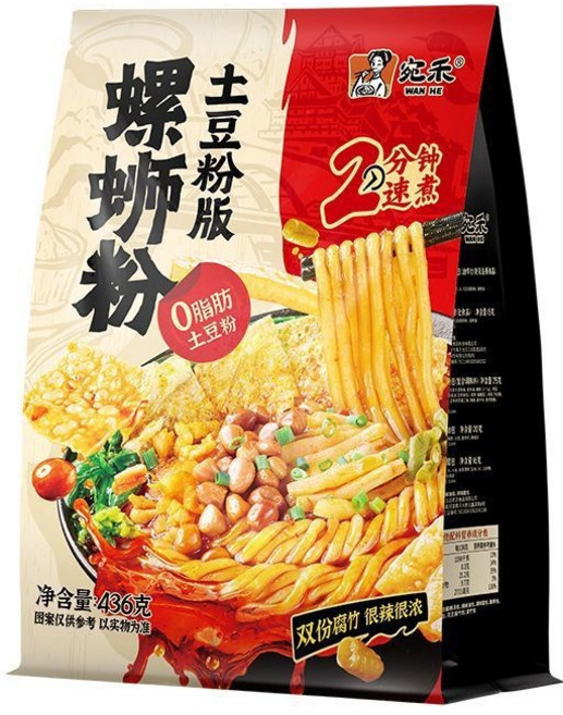 [중국 정품 직배송] 완허 뤄쓰펀 맛 투도우펀 26년만의 새로운 맛 중국 감자면 매콤한 맛 고급 초특가, 1개, 436g