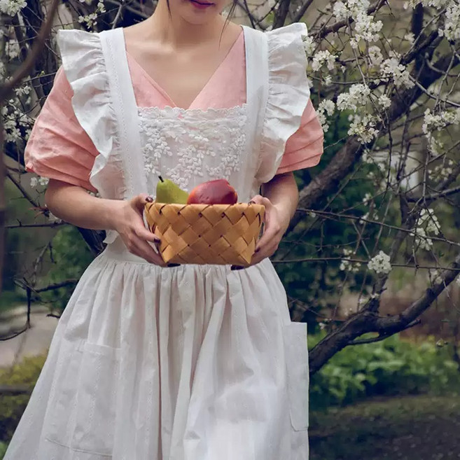 이정현앞치마 화이트 프릴 레이스 공주풍 앞치마 코스프레