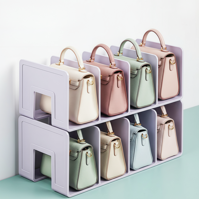 융풍 가방보관함 수납 정리함 가방보관선반4칸, 2개, 자주색