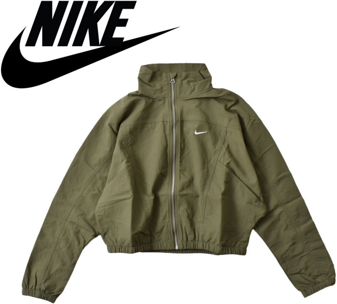 [백화점발송] 나이키 여성 바람막이 크롭기장 하이넥 오버핏 러닝 조깅 클라이밍 크로스핏 등산 트레킹 가벼운 자켓