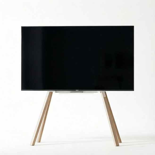 FANOBO 원목 아트 TV 거치대, 화이트, 1개