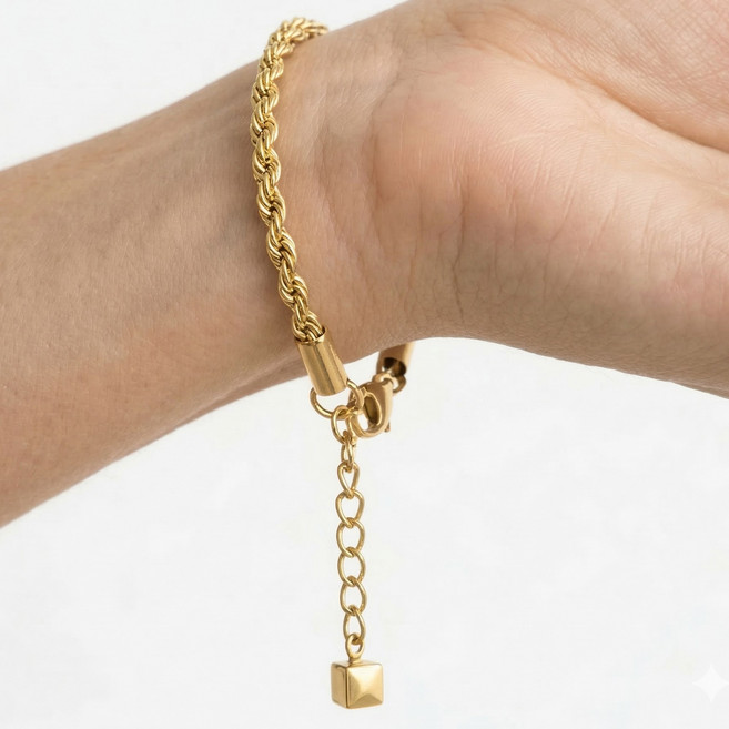 [18K 금도금] 미국 아마존 스테디셀러 르포렘 18K 골드도금 써지컬스틸 여성팔찌 레이어드 스네이크 헤링본 박스 줄 로프 체인