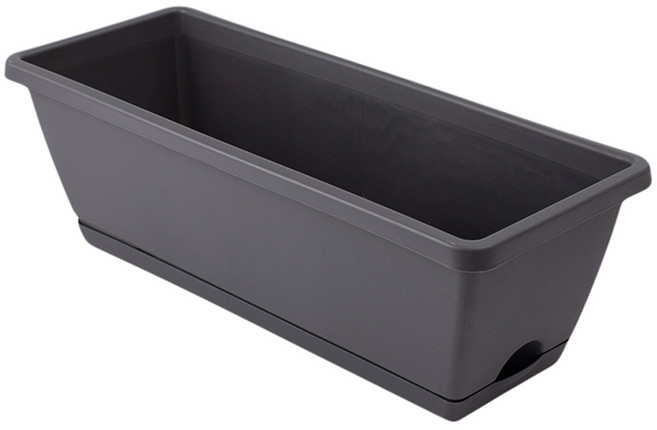 직사각형 저면관수 원예 화분+받침 세트, 1개, 블랙