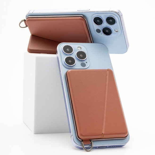 마그네틱 카드지갑 거치대 맥세이프 갤럭시호환 3장수납, 1개, 브라운