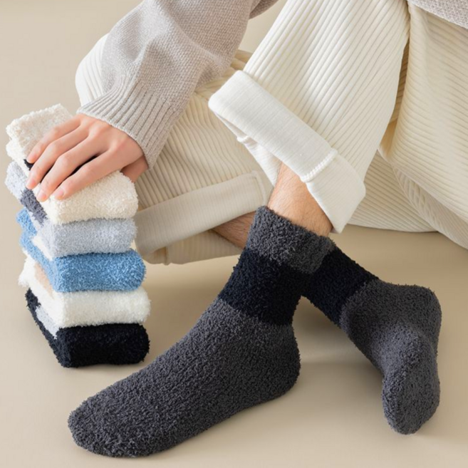 더먼트 남성용 빅사이즈 무압박 겨울 남자 수면양말 6종세트