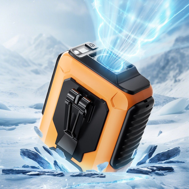 HULULU 초강력 급속냉감 쿨링 허리팬 캠핑용 허리걸이 4단계 풍량조절 LED 선풍기, 옐로우