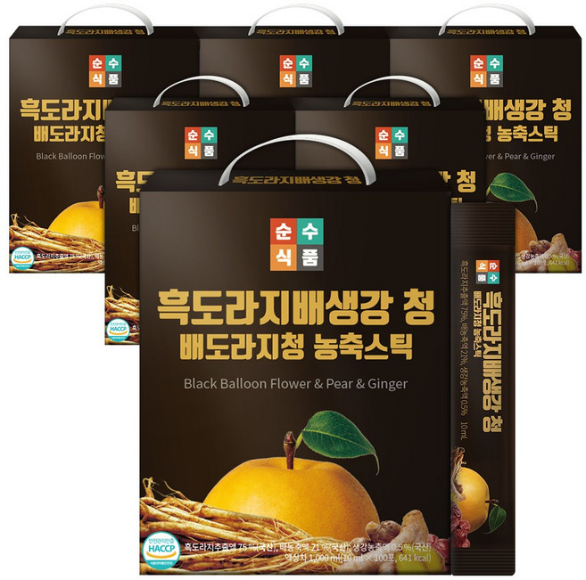 순수식품 흑도라지 배 생강 청 스틱, 10ml, 600개