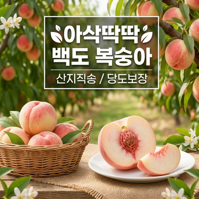 7위 - [하루 100박스 특가] 고당도 아삭 딱딱이 백도 복숭아 산지직송 제철복숭아, 1개, 1kg 중소과