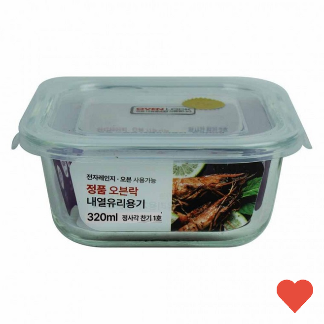 주방 용기 오븐락 내열유리 정사각 1호 320ml 유리용기, 1개, 상품 상세페이지 참조 (8267)