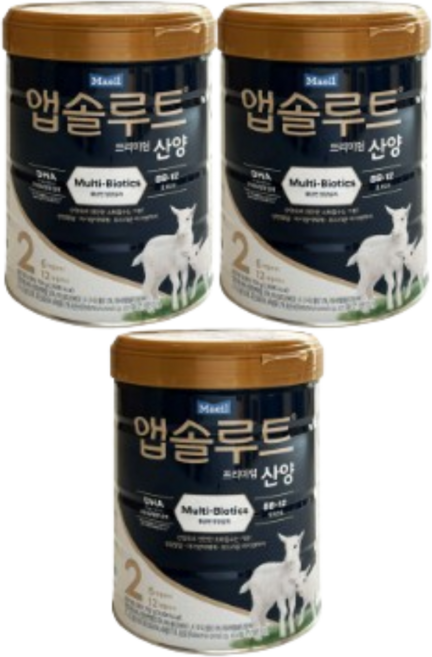 앱솔루트 프리미엄 산양 분유 2단계(6~12개월), 750g, 3개