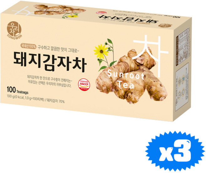 우리차 돼지감자차, 1g, 100개입, 3개
