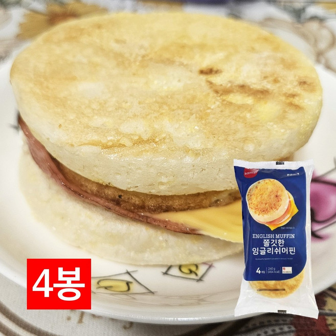 삼립 냉동 쫄깃한 잉글리쉬 머핀빵 240g(4입) 4봉 카페브런치 맥모닝 버거번, 960g, 1세트