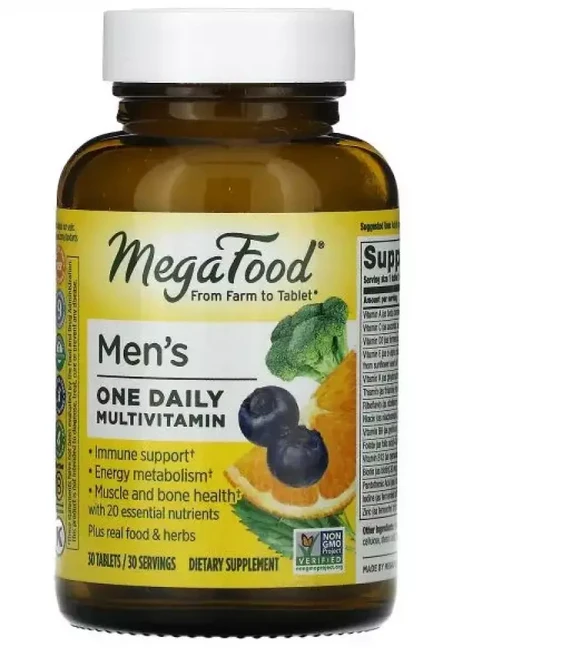 메가푸드 맨스 원 데일리 멀티 종합 비타민 30정 Men's One Daily, 1개