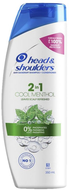 헤드 앤 숄더 쿨 맨솔 샴푸린스 겸용 350ml Head & Shoulders Cool Menthol Shampoo Conditioner, 0, 1개, 350g