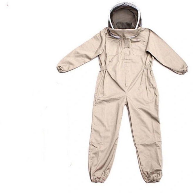 蜂衣蜂帽防蜂衣全套養蜂專用連體衣服太空服, 米色太空服M號-155-160穿, 1個