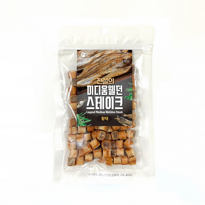 네발로코리아 강아지 전설의 미디움웰던 스테이크 간식, 1개, 황태, 100g