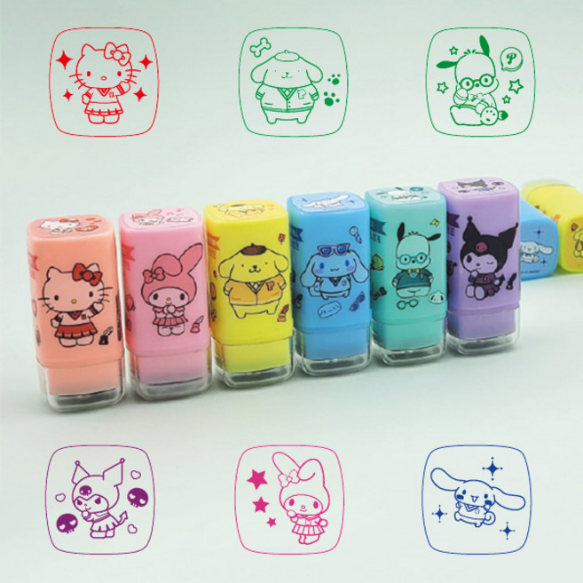 산리오 캐릭터즈 사각형 만년스탬프 칭찬도장 (6개세트), 본상품선택, 단품