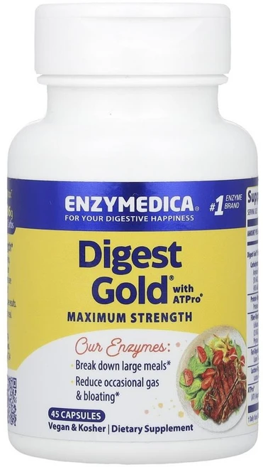엔자이메디카 다이제스트 골드 ATPro 함유 Enzymedica Digest Gold® with ATPro® 45정, 1개 - 쿠팡
