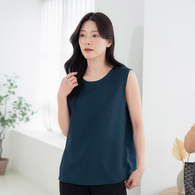 국내산 여성 여름 와플 풍기포 인견 나시 블라우스 민소매 빅사이즈 엄마옷 쿨링 냉감