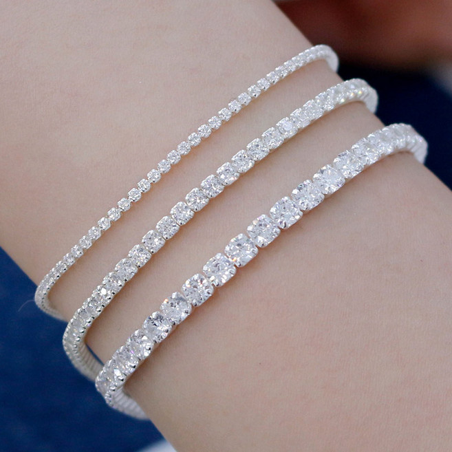 반지소 에버트 925실버 레이어드 여성 테니스 팔찌 1 2 3mm