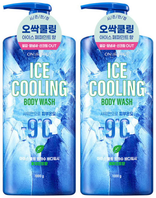 온더바디 아이스 쿨링 빙하수 바디워시 페퍼민트향, 2개
