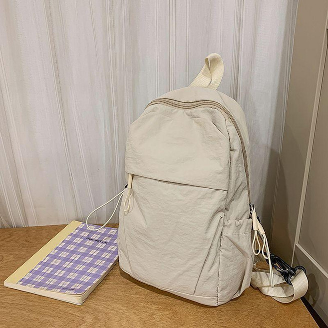 多功能兩用胸包旅行休閒男女戶外出行輕便小型雙肩包登山包斜挎包, 米白大號+可單雙肩