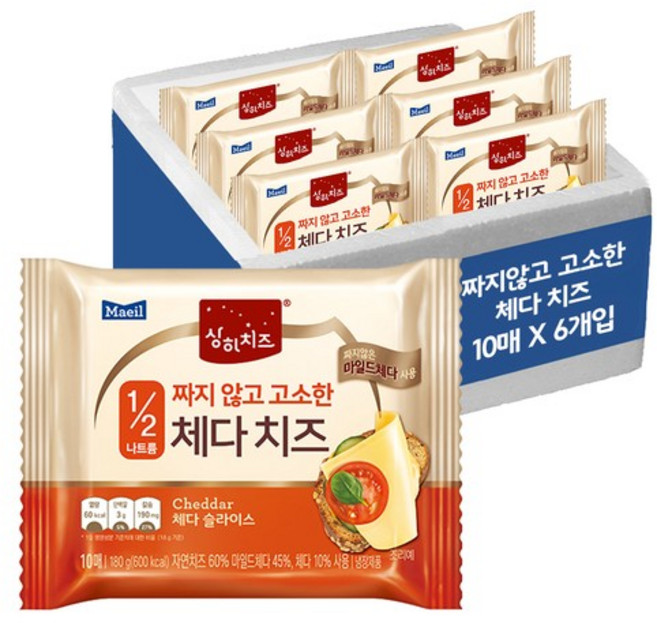 [매일] 상하치즈 짜지않고 고소한치즈 180G 10매 6팩(총 60매)