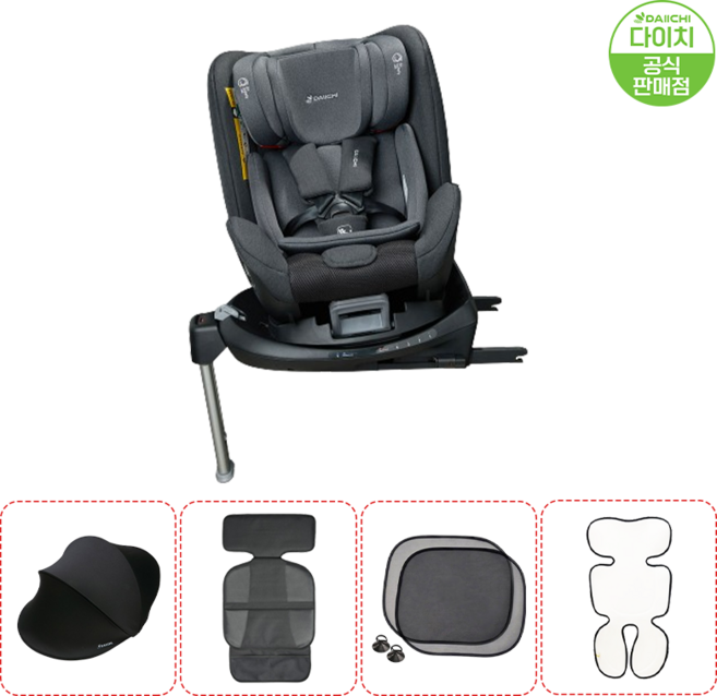 다이치 블리바 360 프로 아이사이즈 4종 사은품(썬바이저+햇빛가리개2p+시트보호매트+코코쿨시트) 세트, 1.투톤 블랙(4종사은품), 블랙