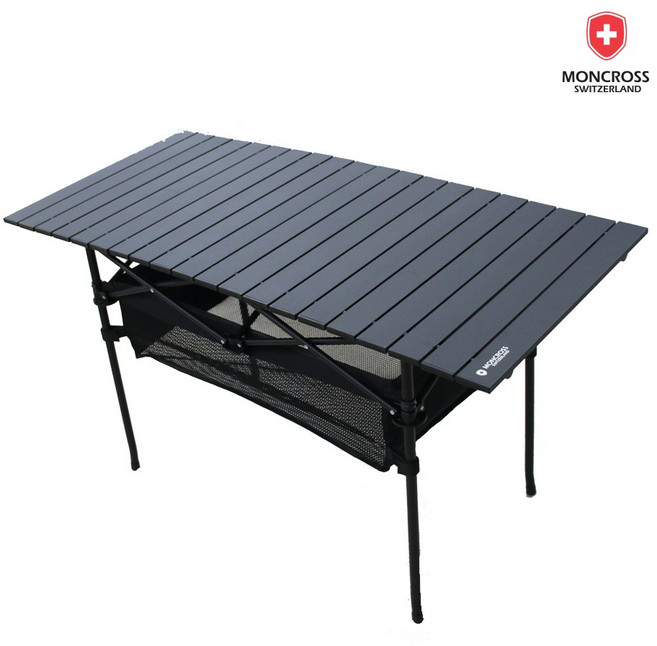 몽크로스 알프스 접이식 롤 캠핑 테이블 + 전용 휴대용 가방, 블랙