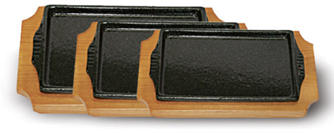 주물 맥반석코팅 사각장어 받침포함 5size, 소 190x110mm, 1개