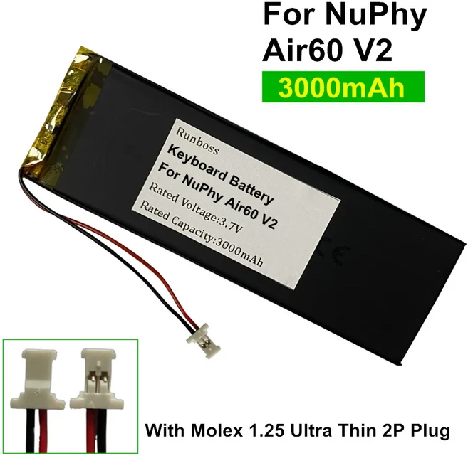 NUPHY AIR색상5 V 60HE 저축 다중 범용 기계식 키보드 배터리 3000MAH, 02 Air60 V2