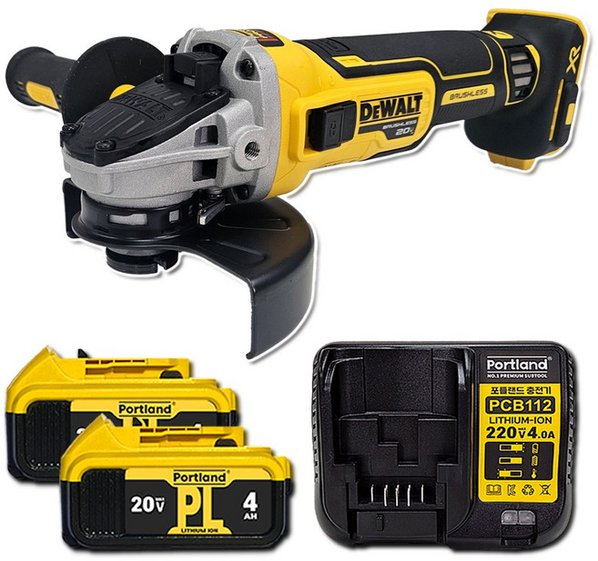 디월트 20V 그라인더 DCG405N 4.0Ah 호환 포틀랜드 배터리2개 세트 충전 무선 전동 핸드그라인더 4인치 5인치, 1세트