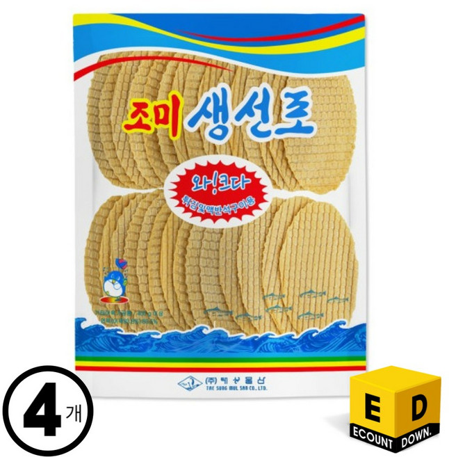 태성물산 조미생선포 40장내외 대용량 업소용 가정용 아이 간식 맥주 안주 조미어포 쥐포 튀김 빠삭이 꾸이꾸이 꾸이맨, 400g, 4개
