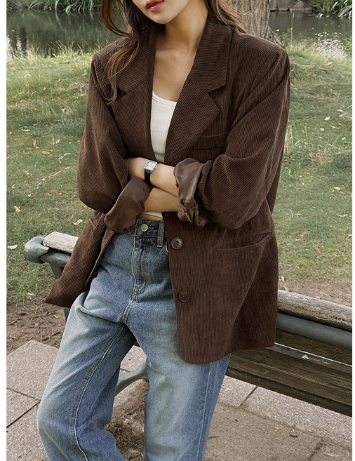 부엉구구 OW0460A 여성 봄가을 오버핏 정장 자켓 겨울 골덴 재킷