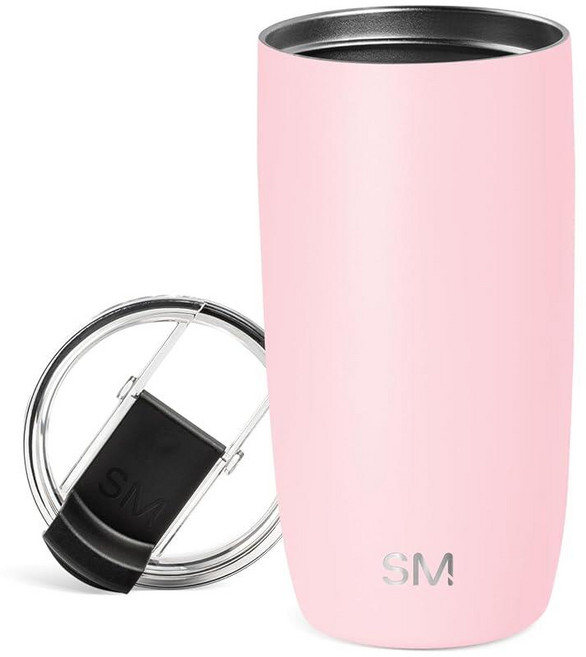 Simple Modern 플립 뚜껑이 있는 보이저 텀블러 | 여행용 커피 머그 단열 스테인리스 스틸 콜드 브루 아이스 또는 핫 컵 여성 및 남성을 위한 선물 473.2ml(16, 16 Ounces, -Blush, -Blush