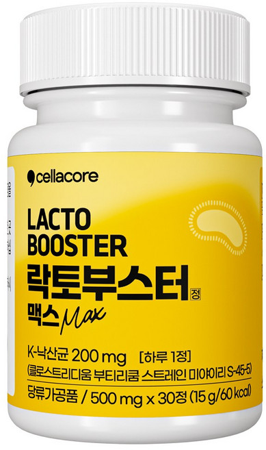 낙산균 40% 함유 셀라코어 락토부스터 맥스 500mg 낙산균 유산균 프로바이오틱스, 1박스, 30정