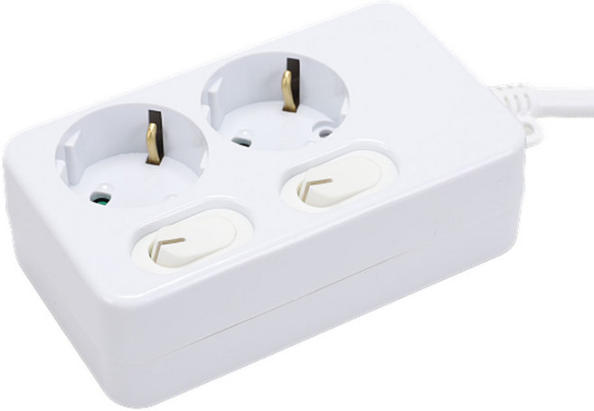 멀티탭 개별 스위치 2구 7.5M 16A 3000W 난연 가정 사무실 멀티콘센트, 1개, 화이트