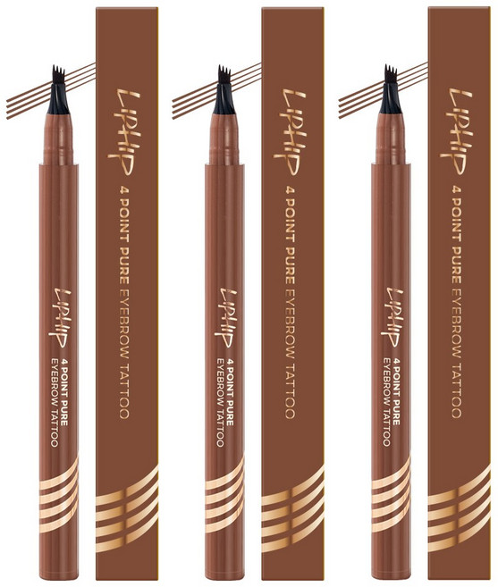 립힙 4포인트 청순 아이브로우 타투펜, 02라이트브라운, 3개