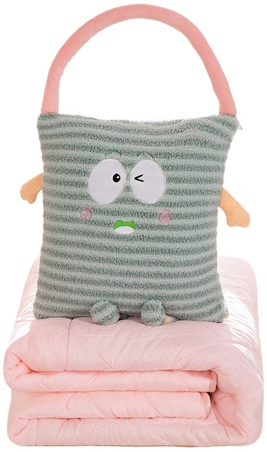 가정과 사무실을 위한 휴대용 베개 담요 편안하고 부드러운 플러시 담요 2개와 쿠션 퀼트 1개가 포함되어 있습니다