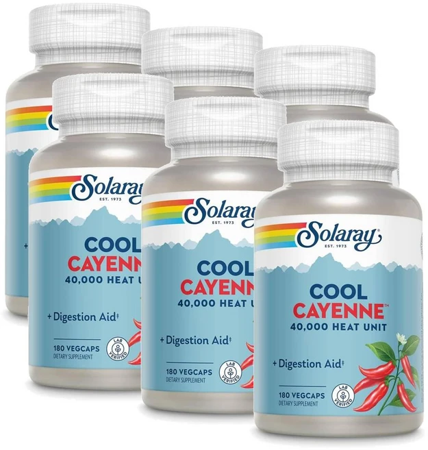 솔라레이 쿨 카이엔 40000 HU 캡슐 SOLARAY Cool Cayenne, 6개, 180정 - 쿠팡