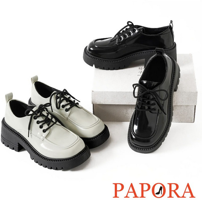 PAPORA 方頭綁帶厚底樂福鞋