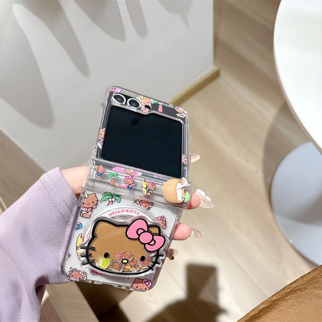 갤럭시z플립7 z플립5 z플립6 힌지보호 투명실리콘 리본 고양이 핸드폰케이스